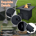 32" Propane Fire Pit Table 40000 BTU Square Gas Firepit Table with Lid and Fire Glass