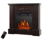 32" Electric Fireplace TV Stand with Mantle 1400W Freestanding Fireplace Heater with Remote Control & Overheat Protection