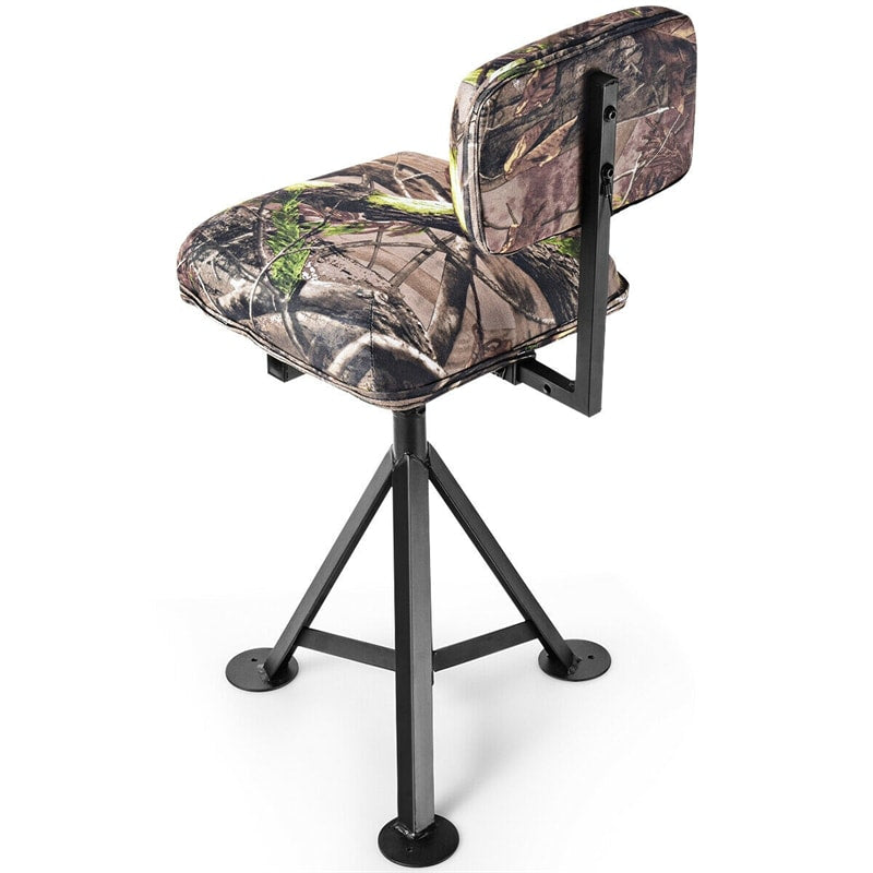 360° Swivel Hunting Chair Height Adjustable Tripod Blind Stool Camo Huntsman Chair with Detachable Backrest
