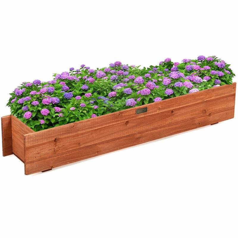 Wooden Raised Garden Bed Wall Mounted Window Box Planter Flower Vegetable Planter