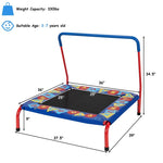 36" Square Indoor Outdoor Kids Trampoline with Foamed Handrail