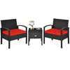 3PCS PE Rattan Wicker Patio Conversation Set with Cushions & Coffee Table