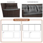 3 PCS Rattan Patio Conversation Set Outdoor Furniture Set with Cushions