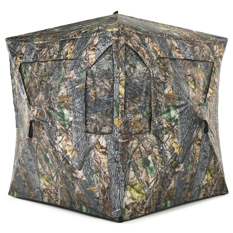 3 Person Portable Ground Blind Pop-Up Hunting Blind Tent with Mesh Windows & Carrying Bag