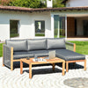 3 Piece Acacia Wood Patio Conversation Set L Shape Outdoor Furniture Set with Coffee Table