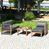 3 Piece Acacia Wood Patio Conversation Set L Shape Outdoor Furniture Set with Coffee Table
