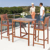 3 Piece Acacia Wood Outdoor Bar Height Bistro Set Patio Bar Dining Set with 2 Bar Stools