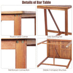 Bestoutdor 3 Piece Acacia Wood Bar Height Bistro Set Patio Bar Dining Set with 2 Bar Stools