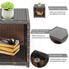 3 Piece Outdoor PE Rattan Furniture Set Wicker Patio Conversation Set with Cushioned Chairs, Tempered Glass Storage Coffee Table