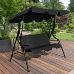3 Person Porch Swing Outdoor Patio Canopy Swing Chair with Removable Cushions & Powder-Coated Steel Frame