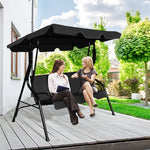 3 Person Porch Swing Outdoor Patio Canopy Swing Chair with Removable Cushions & Powder-Coated Steel Frame