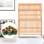 3 Tier Folding Bamboo Plant Stand Organizer Storage Shelving - Bestoutdor