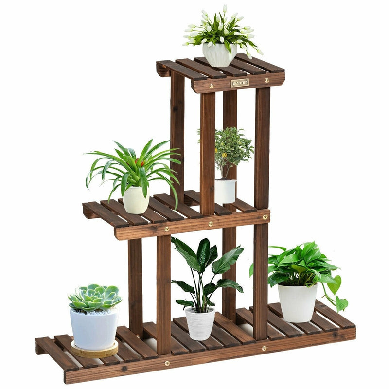 3 Tier Indoor Outdoor Wooden Plant Stand Vertical Display Shelf