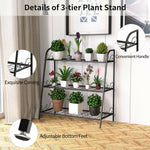 3 Tier Metal Plant Stand Flower Pots Holder with Adjustable Feet