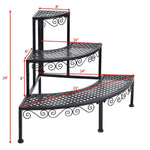3 Tier Outdoor Metal Corner Plant Stand Ladder Display Shelf - Bestoutdor