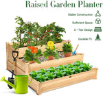 3 Tier Outdoor Raised Garden Bed Wooden Elevated Planter Box