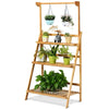 3 Tier Bamboo Hanging Folding Plant Stand Planter Shelf - Bestoutdor