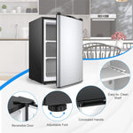 3 Cubic Feet Small Upright Freezer with Reversible Stainless Steel Door for Home Office Apartment