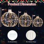 3 Pack Christmas LED Light Balls Lighted Sphere Balls with 180 Warm White & 180 White LED Lights
