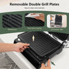 3-in-1 Electric Panini Press Sandwich Grill Maker with Non-Stick Double Sided Grill Plates & 5 Auto Cooking Mode