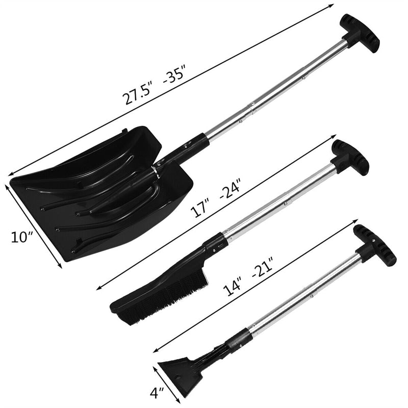 3 in 1 Snow Shovel Kit Emergency Sholve Portable Snow Removal Tool with Snow Brush & Ice Scraper