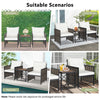 3 Piece Patio Rattan Chair Set Heavy-Duty Metal Frame Outdoor Wicker Furniture with Acacia Wood Coffee Table