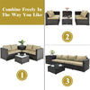 4-Piece Rattan Patio Furniture Set Outdoor Wicker Conversation Set with Storage Box, Coffee Table & Waterproof Cover