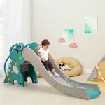 4-in-1 Toddler Large Climber Slide Playset with Long Slipping Slope Basketball Hoop & Ring Toss for Indoor Outdoor Use