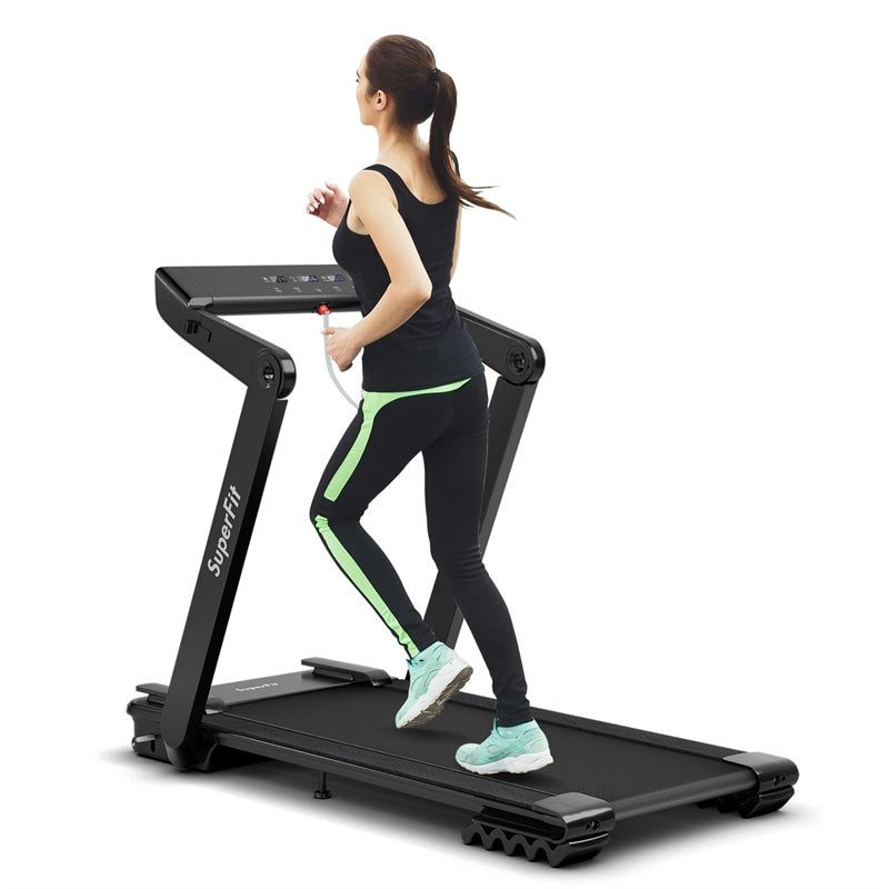 4.0HP Heavy Duty Electric Folding Treadmill Jogging Machine with LED Touch Screen Bluetooth Speaker