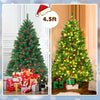 4.5FT Pre-Lit Christmas Tree Hinged Artificial Xmas Tree with 300 LED Lights & Metal Stand