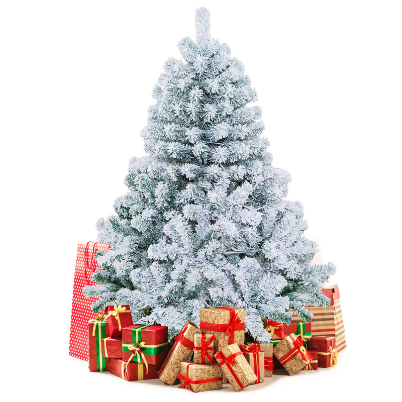 4.5 FT Pre-Lit PVC Snow Flocked Artificial Christmas Tree with LED Lights