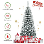 4.5FT Unlit Hinged Snow-flocked Artificial Pencil Christmas Tree with 242 Branch Tips