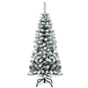 4.5FT Unlit Hinged Snow-flocked Artificial Pencil Christmas Tree with 242 Branch Tips