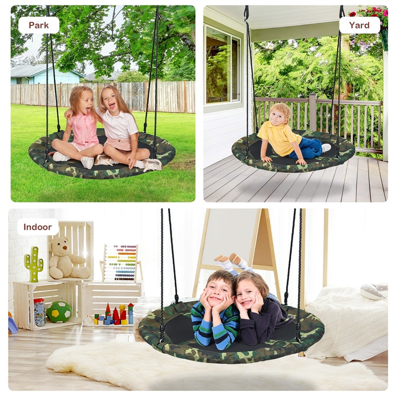 40" Kids Flying Saucer Tree Swing Outdoor Play Set with Adjustable Ropes