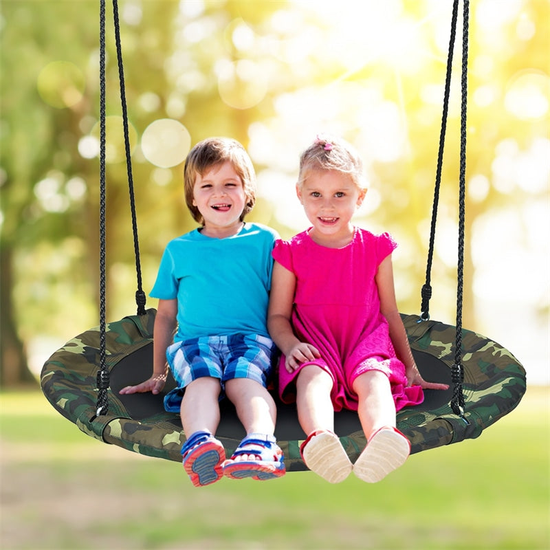 40" Kids Flying Saucer Tree Swing Outdoor Play Set with Adjustable Ropes