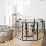 40" Outdoor Dog Fence with Gate 8 Panel Heavy Duty Metal Pet Puppy Dog Playpen Portable Exercise Kennel Fence for Yard