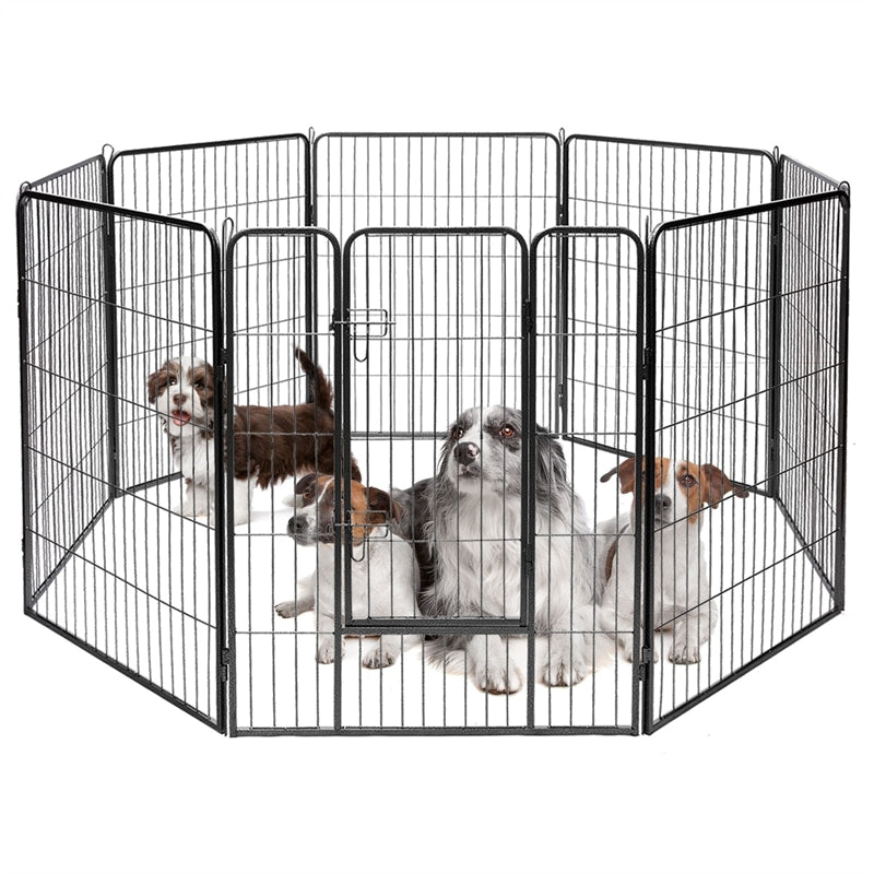40" Outdoor Dog Fence with Gate 8 Panel Heavy Duty Metal Pet Puppy Dog Playpen Portable Exercise Kennel Fence for Yard