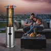 Outdoor Propane Heater 34000 BTU Stainless Steel Standing Round Glass Tube Patio Heater with Wheels