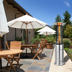 Outdoor Propane Heater 34000 BTU Stainless Steel Standing Round Glass Tube Patio Heater with Wheels