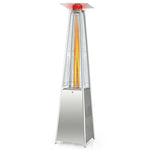 42,000 BTU 90" Pyramid Patio Propane Heater with Wheels & Quartz Glass Tube, Stainless Steel Standing Outdoor Gas Heater for Backyard, Porch, Deck