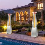 42,000 BTU 90" Pyramid Patio Propane Heater with Wheels & Quartz Glass Tube, Stainless Steel Standing Outdoor Gas Heater for Backyard, Porch, Deck