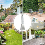 42,000 BTU 90" Pyramid Patio Propane Heater with Wheels & Quartz Glass Tube, Stainless Steel Standing Outdoor Gas Heater for Backyard, Porch, Deck