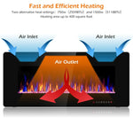 42" Recessed Electric Fireplace, Ultra-Thin In-Wall & Wall-Mounted Heater Insert with Adjustable Flame Color, Remote Control, Touch Screen, 750-1500W