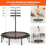 47" Mini Foldable Fitness Trampoline Rebounder Exercise with Adjustable Handrail Padded Cover
