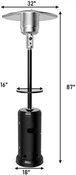 50,000 BTU Propane Patio Heater with Auto Shut-Off & Tip Protection, Commercial Outdoor Heater w/ Wheels & Drink Shelf for Backyard, Restaurant