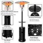 50,000 BTU Propane Patio Heater with Auto Shut-Off & Tip Protection, Commercial Outdoor Heater w/ Wheels & Drink Shelf for Backyard, Restaurant