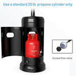 50,000 BTU Propane Patio Heater with Auto Shut-Off & Tip Protection, Commercial Outdoor Heater w/ Wheels & Drink Shelf for Backyard, Restaurant