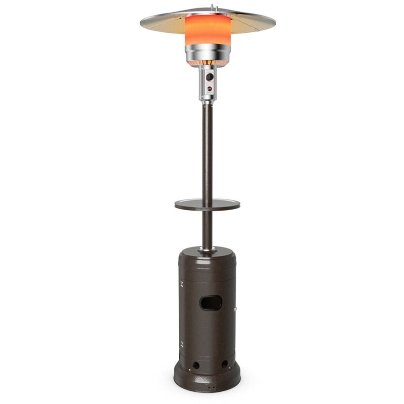 48000 BTU Standing Outdoor Propane Patio Heater with Shelf and Wheels