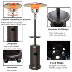 50,000 BTU Propane Patio Heater with Auto Shut-Off & Tip Protection, Commercial Outdoor Heater w/ Wheels & Drink Shelf for Backyard, Restaurant