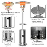 50,000 BTU Propane Patio Heater with Auto Shut-Off & Tip Protection, Commercial Outdoor Heater w/ Wheels & Drink Shelf for Backyard, Restaurant
